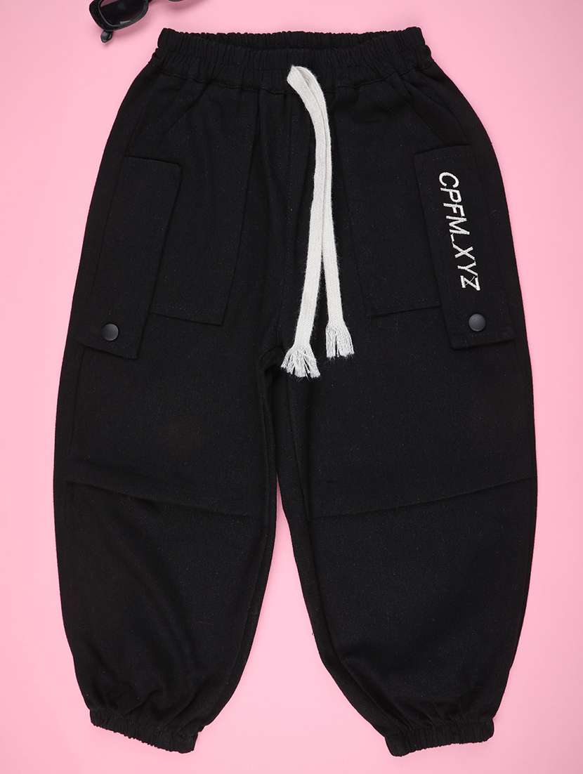 black poly cotton plain jogger