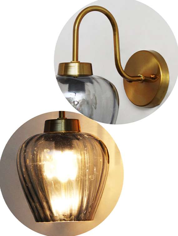 elegant smokey grey glass wall light with curved holder - 22316777 -  Standard Image - 5