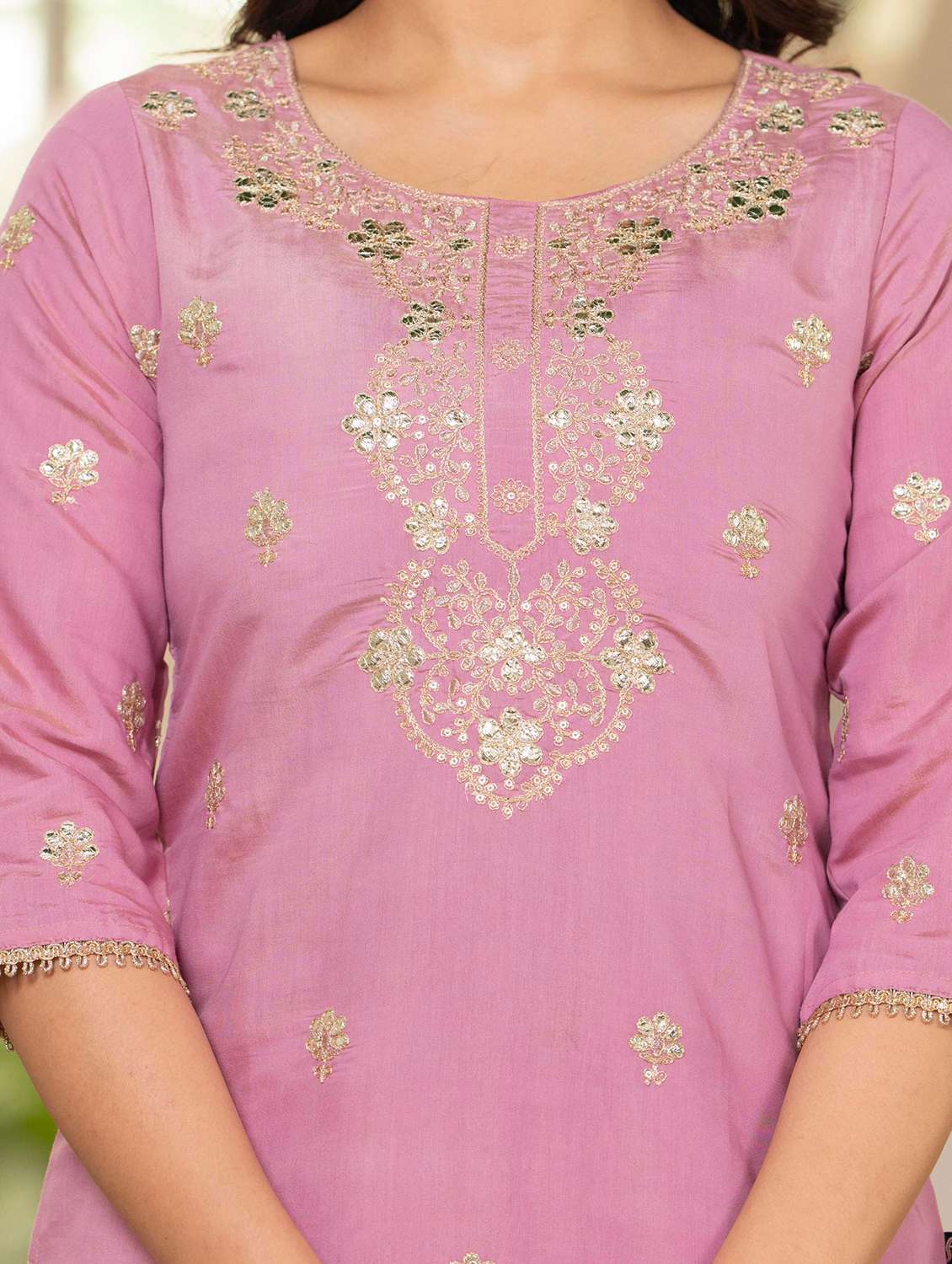 Women Solid With Work Round Neck Kurta Sharara With Dupatta Set - 22316784 -  Standard Image - 5