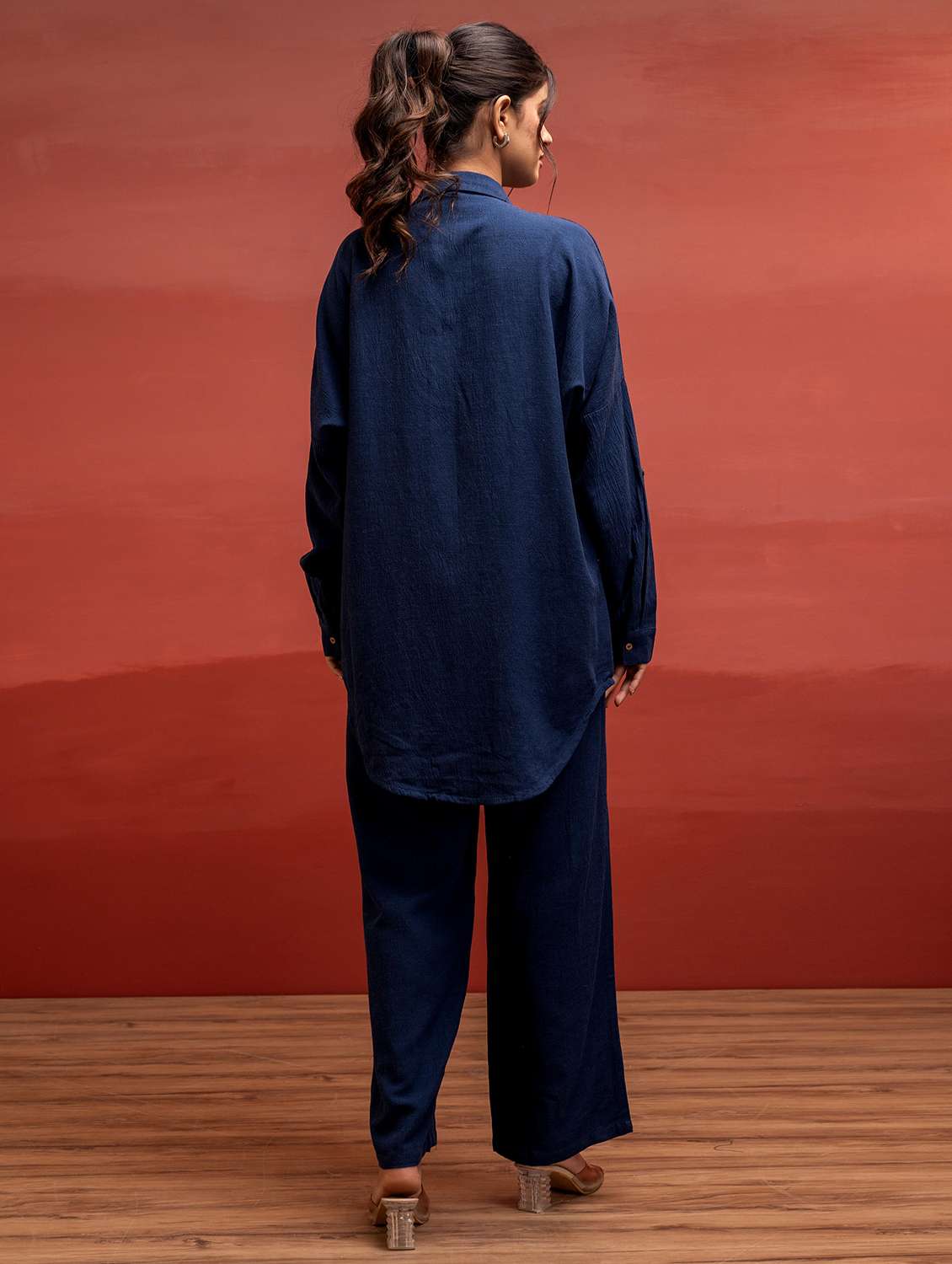 women solid with work long sleeve ethnic co-ord set - 22316810 -  Standard Image - 3