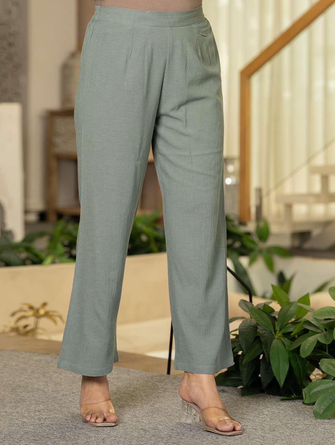 women solid with work shirt collar neck ethnic co-ord set - 22316817 -  Standard Image - 3