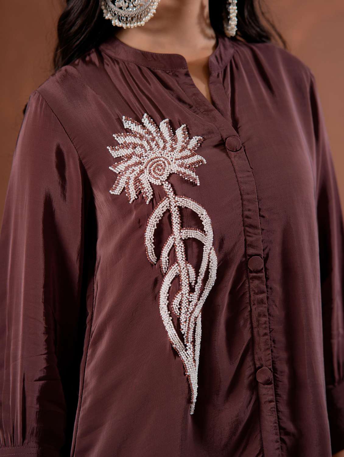 women solid with work three quarter sleeve ethnic co-ord set - 22316864 -  Standard Image - 3