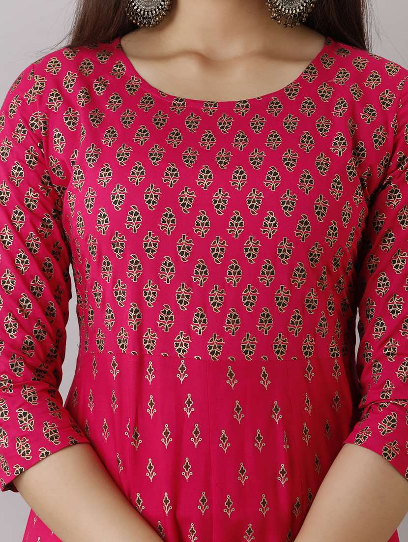 women printed three quarter sleeve ethnic dress - 22316897 -  Standard Image - 5