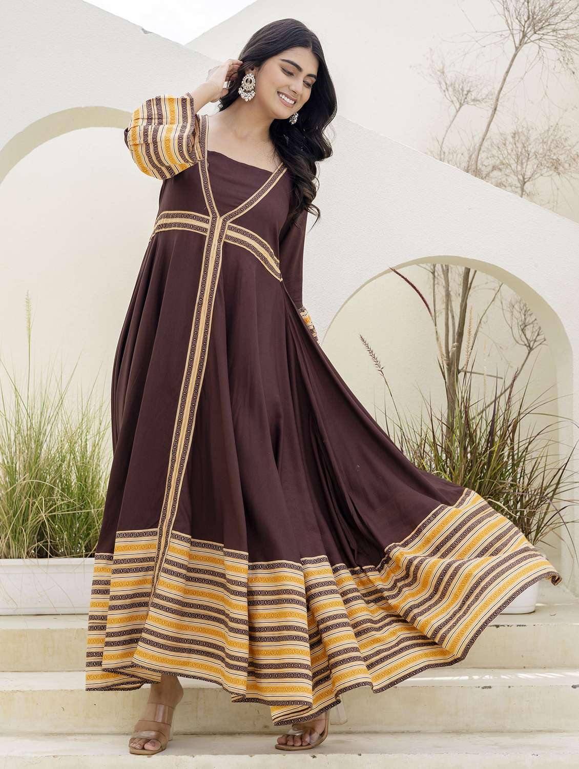 women printed bell sleeve ethnic dress - 22316901 -  Standard Image - 3