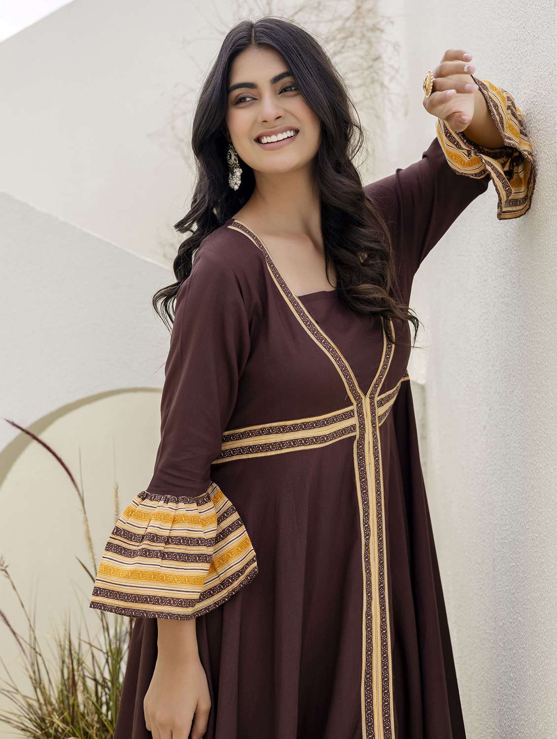 women printed bell sleeve ethnic dress - 22316901 -  Standard Image - 5
