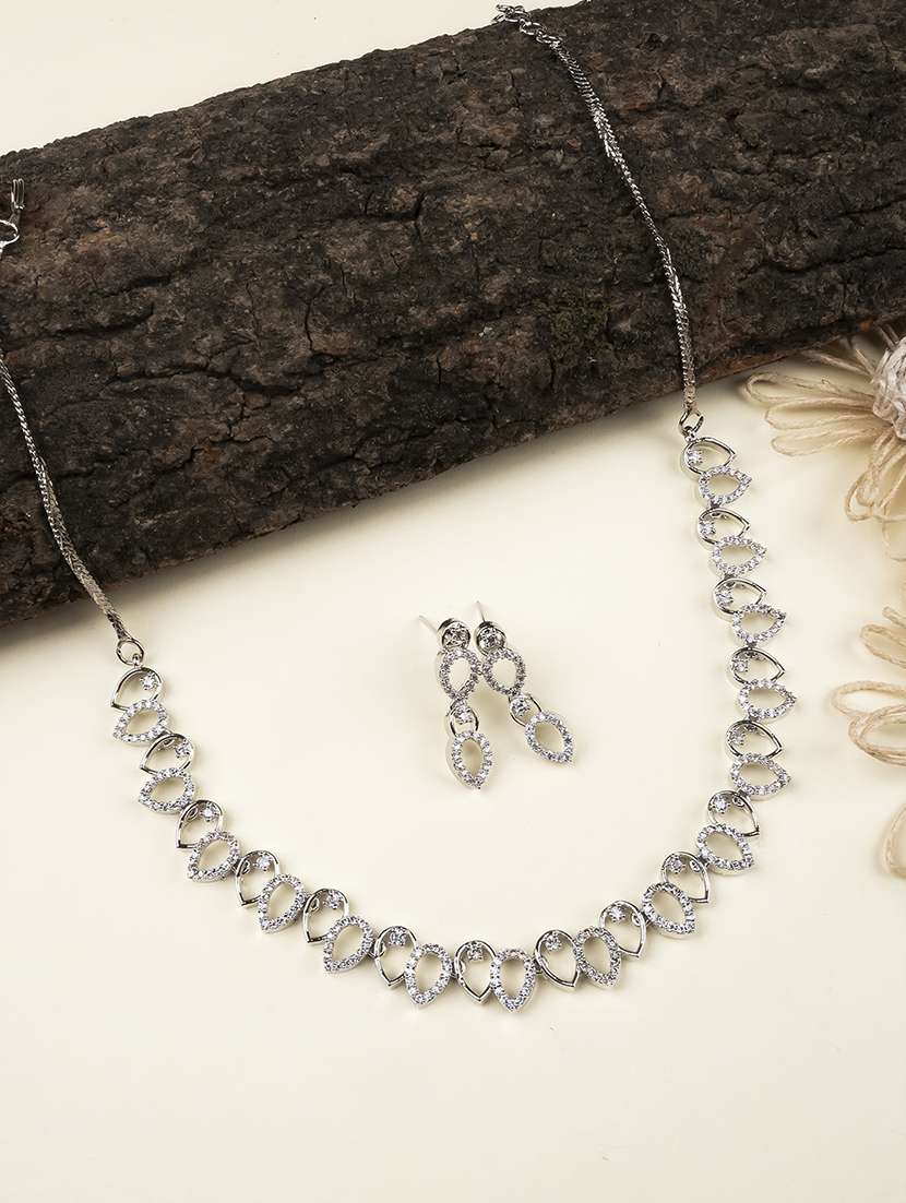 lightweight american diamond necklace set