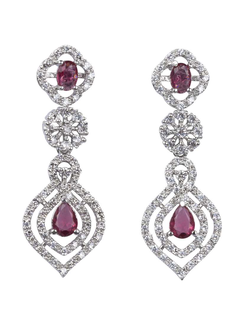 luxury look red american diamond necklace set - 22316915 -  Standard Image - 3