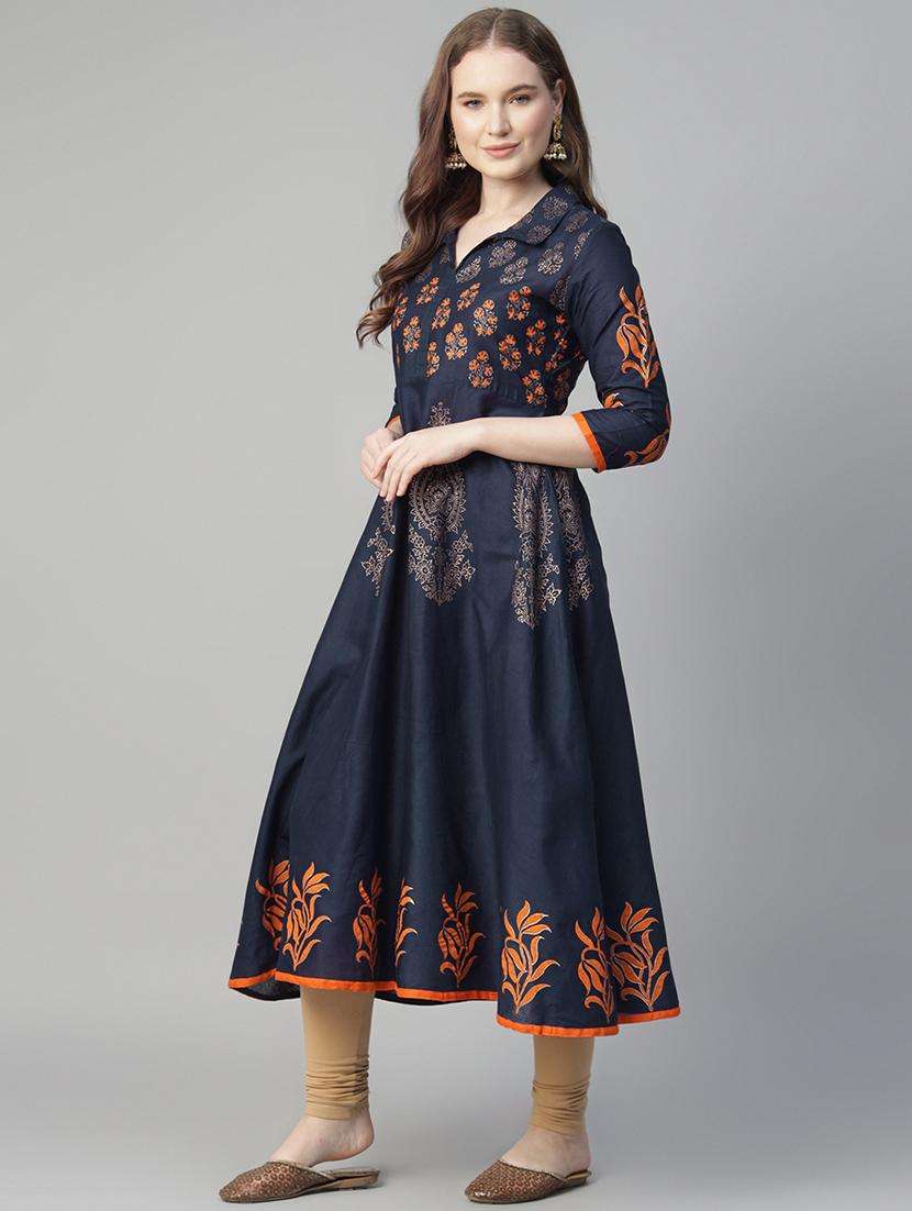 women printed three quarter sleeve anarkali kurta - 22316931 -  Standard Image - 3