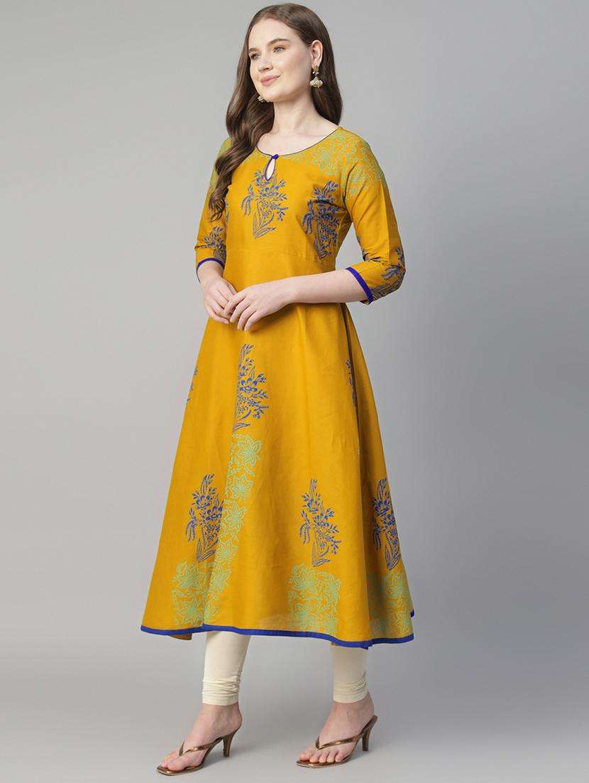 women printed three quarter sleeve anarkali kurta - 22316932 -  Standard Image - 3