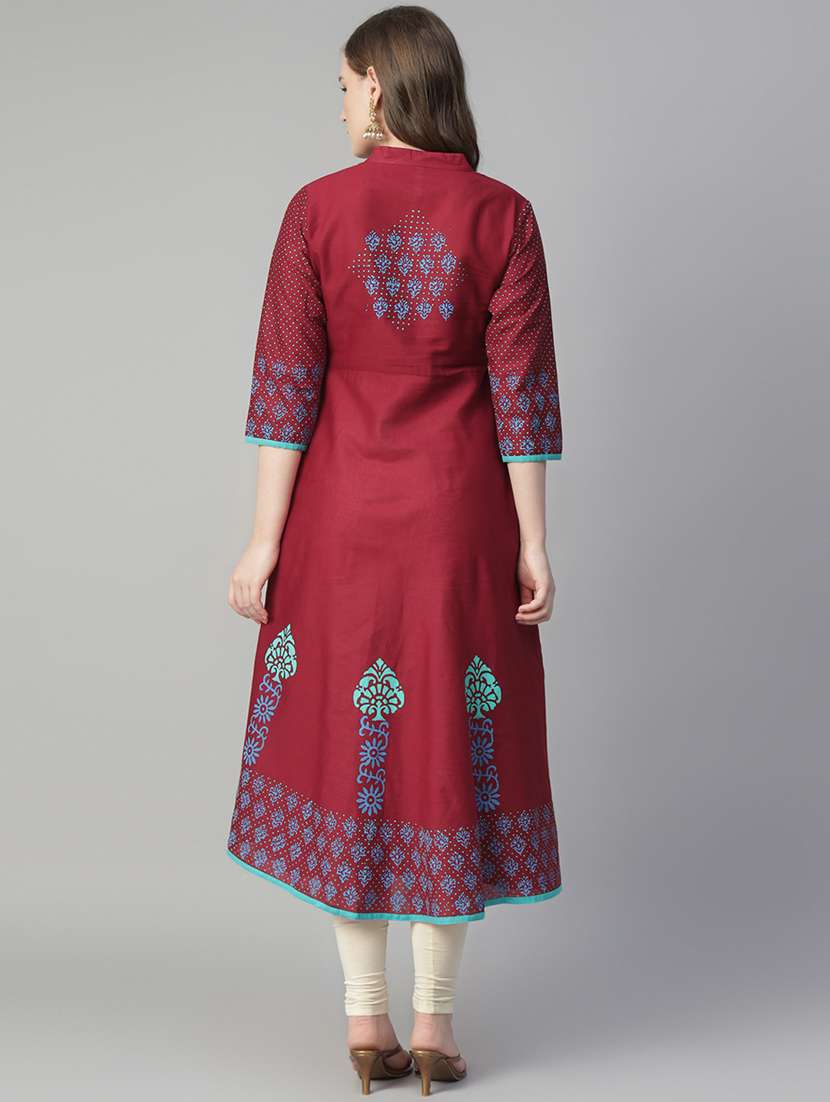 women printed three quarter sleeve anarkali kurta - 22316933 -  Standard Image - 3