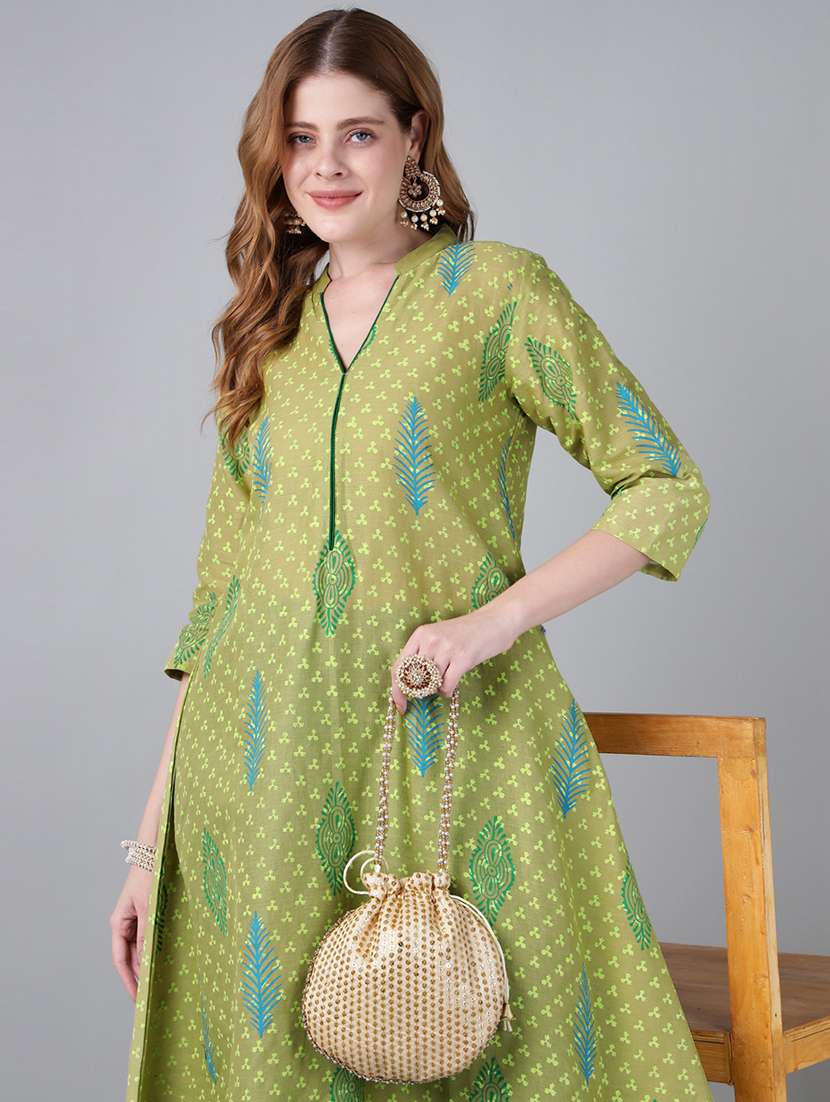 women printed three quarter sleeve a-line kurta - 22316937 -  Standard Image - 5