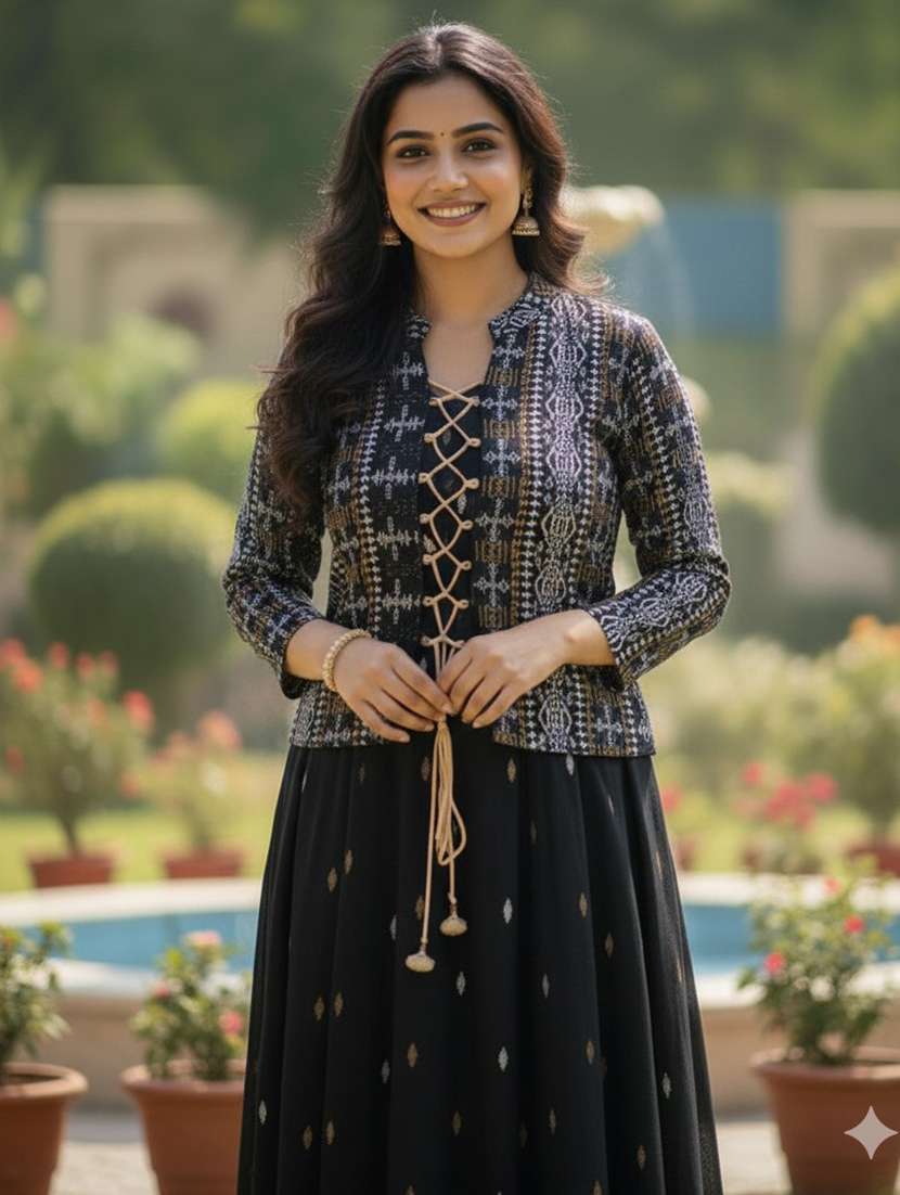 women printed three quarter sleeve ethnic dress - 22316960 -  Standard Image - 5