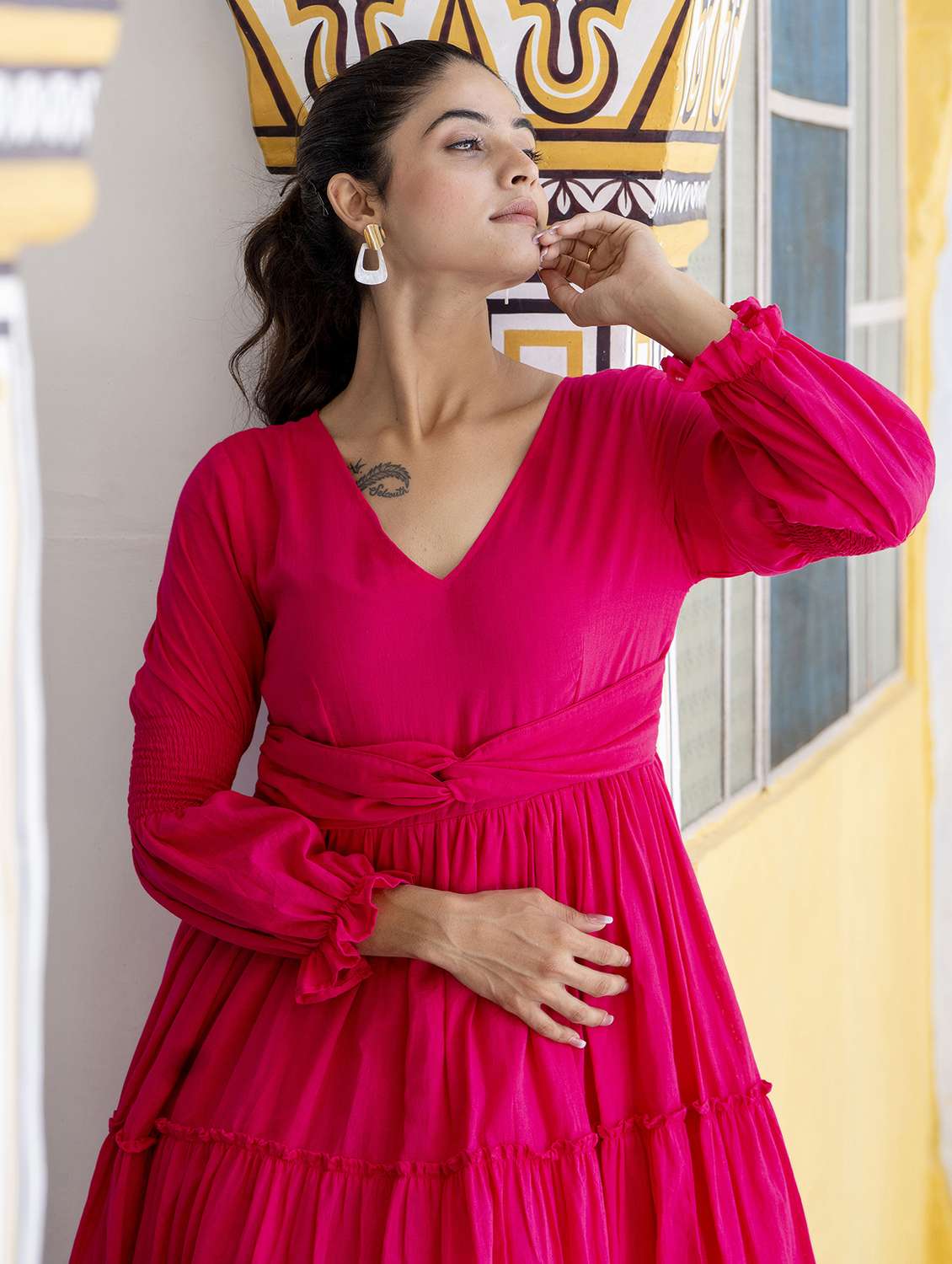 women solid long sleeve ethnic dress - 22316965 -  Standard Image - 5