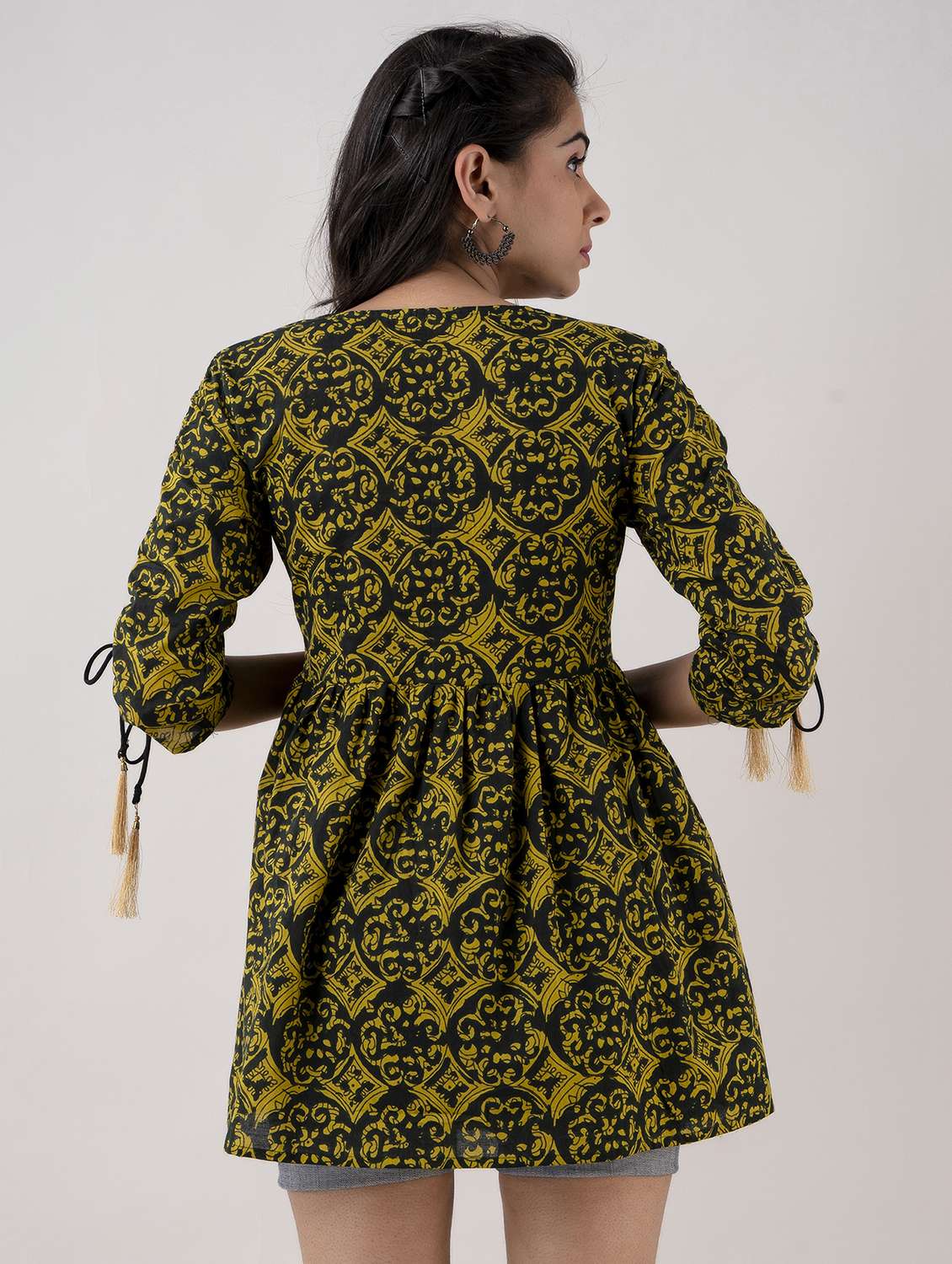 women printed three quarter sleeve ethnic top - 22316984 -  Standard Image - 3