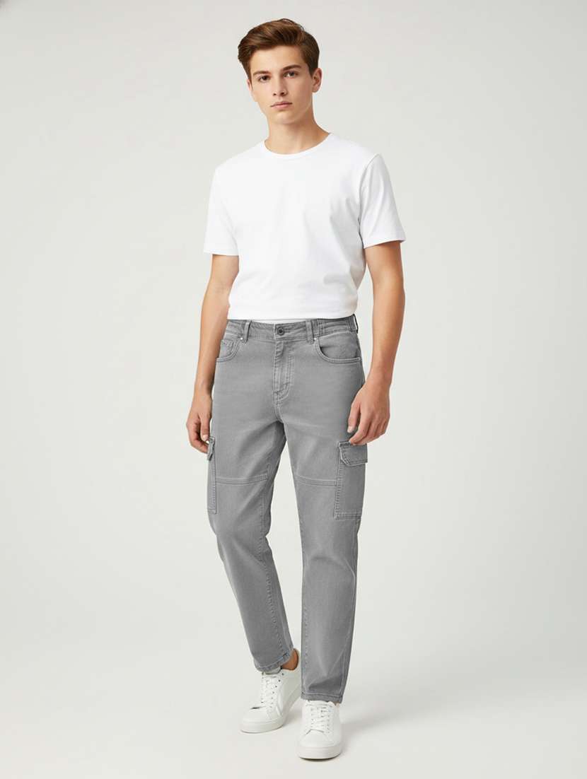 boys washed mid rise cargo jeans