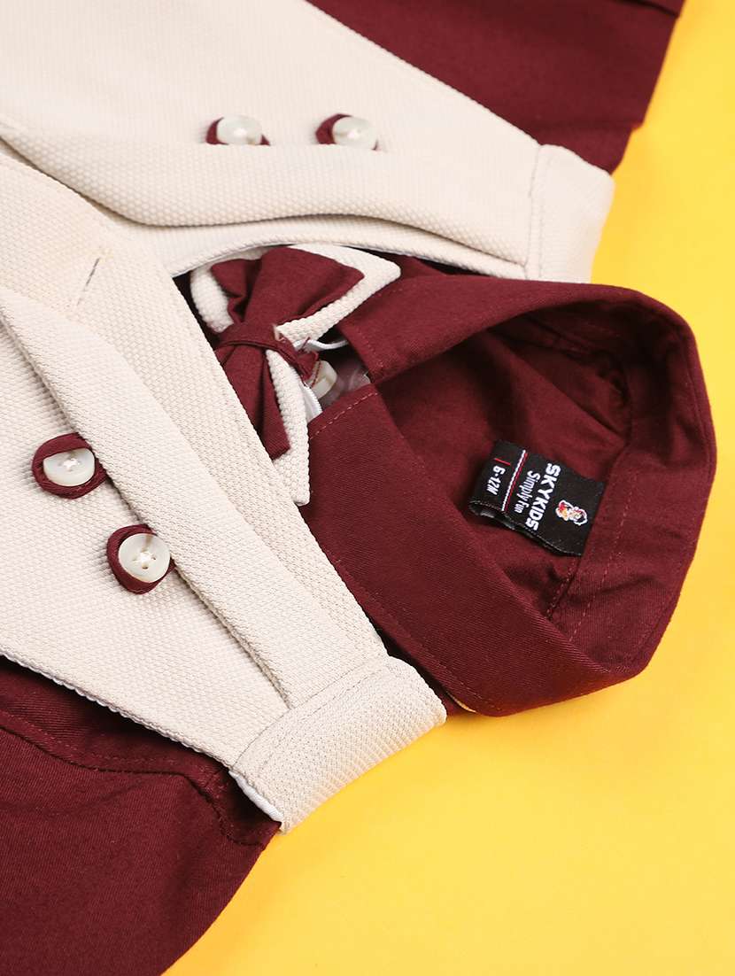 maroon cotton combo infant twin set - 22317131 -  Standard Image - 3