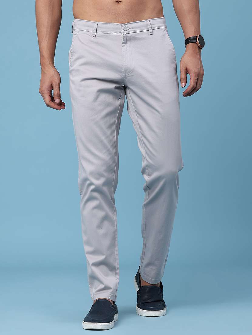 men solid mid rise slim fit chinos