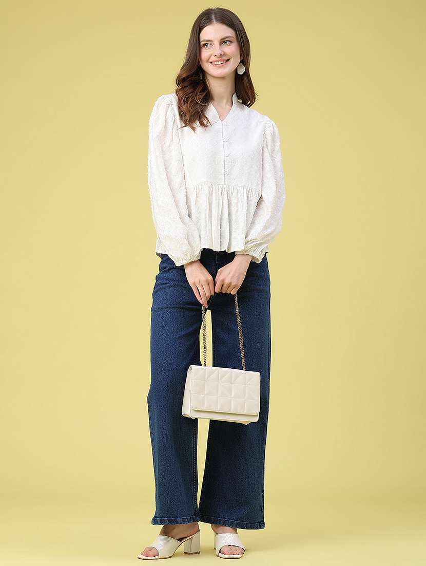 women self design long sleeves peplum top - 22317205 -  Standard Image - 5