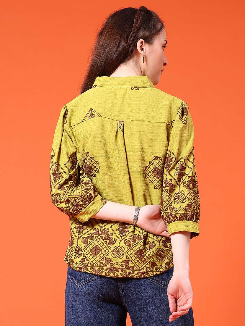 Women Embroidered Three Quarter Sleeve Shirt - 22317213 -  Standard Image - 3