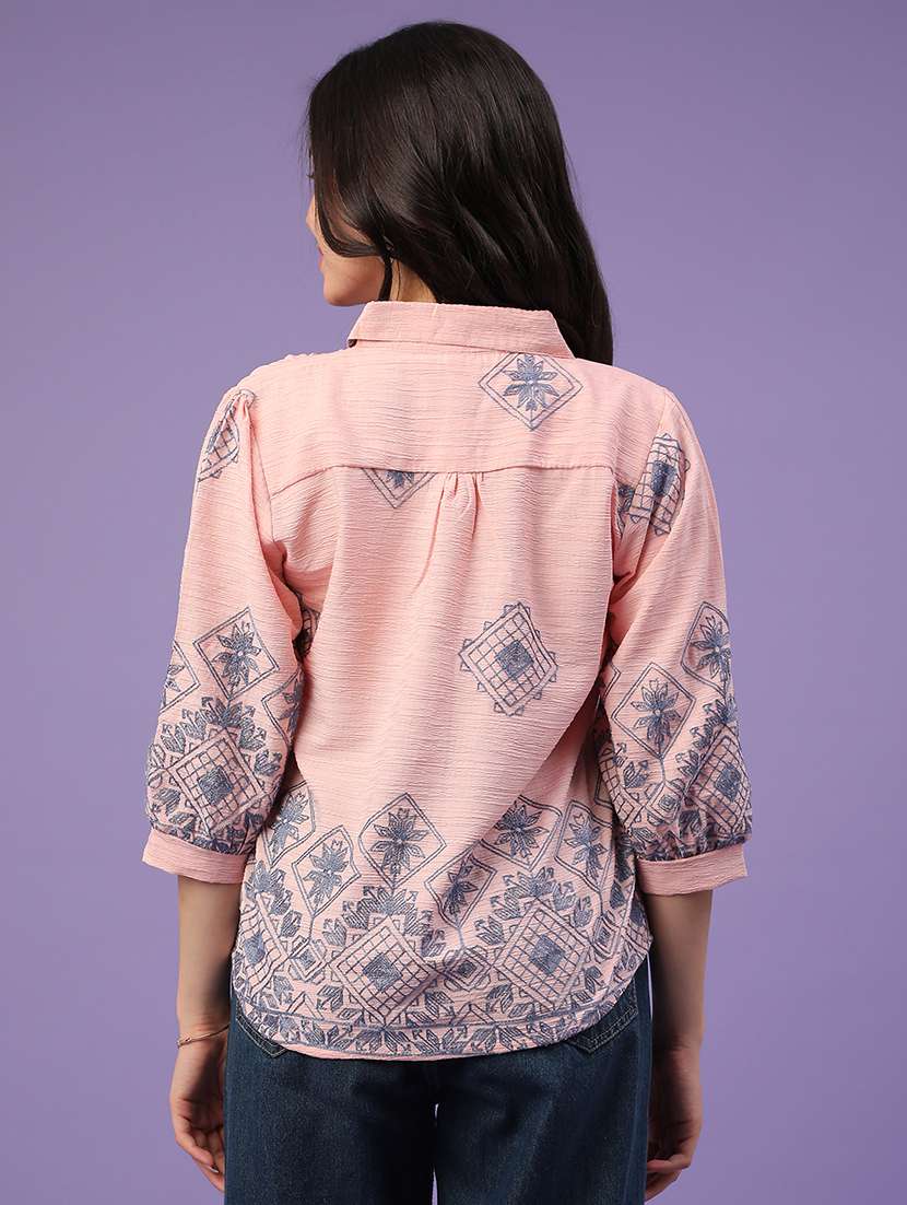 peach cotton shirt top - 22317214 -  Standard Image - 3