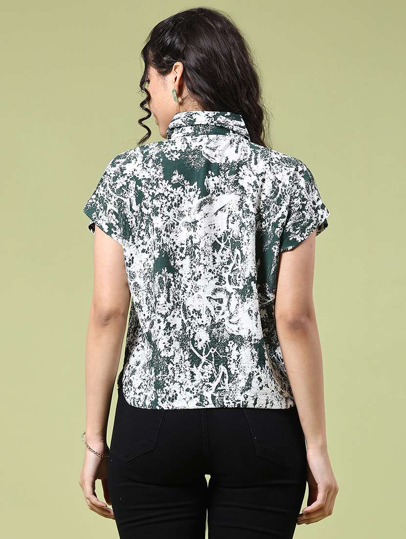 women printed collared short sleeve shirt - 22317237 -  Standard Image - 3