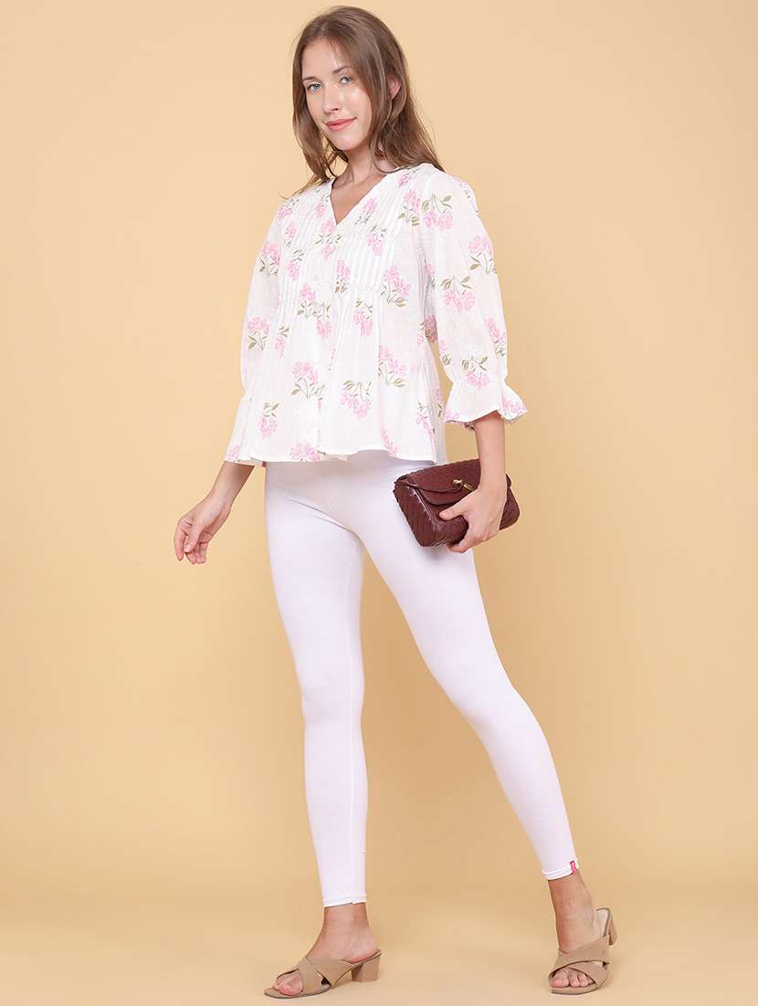 women printed three quarter sleeves a-line top - 22317272 -  Standard Image - 5