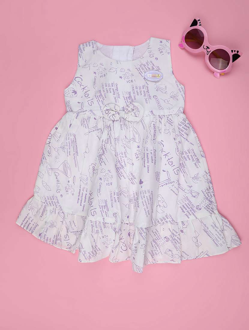 girls printed sleeveless tiered frock