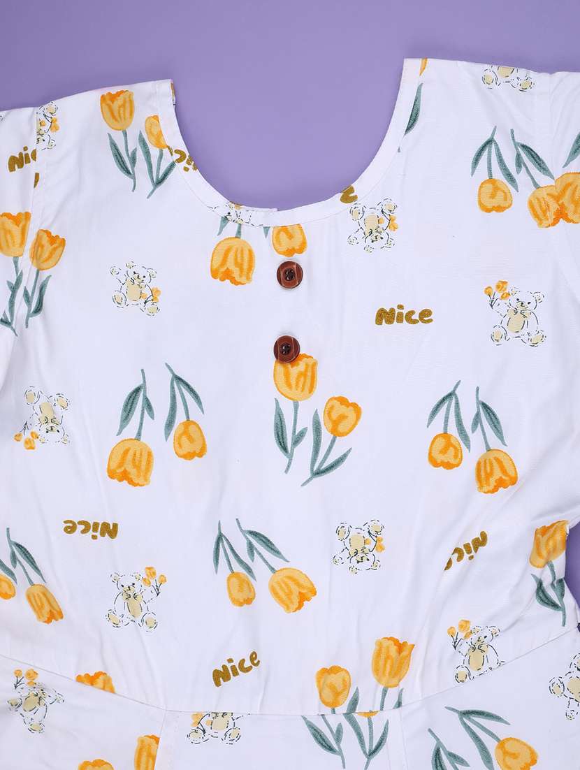 girls printed short sleeve flared frock - 22317364 -  Standard Image - 3