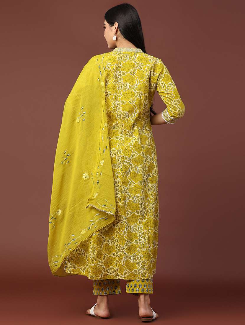 mustard cotton kurta dupatta  set - 22317398 -  Standard Image - 3