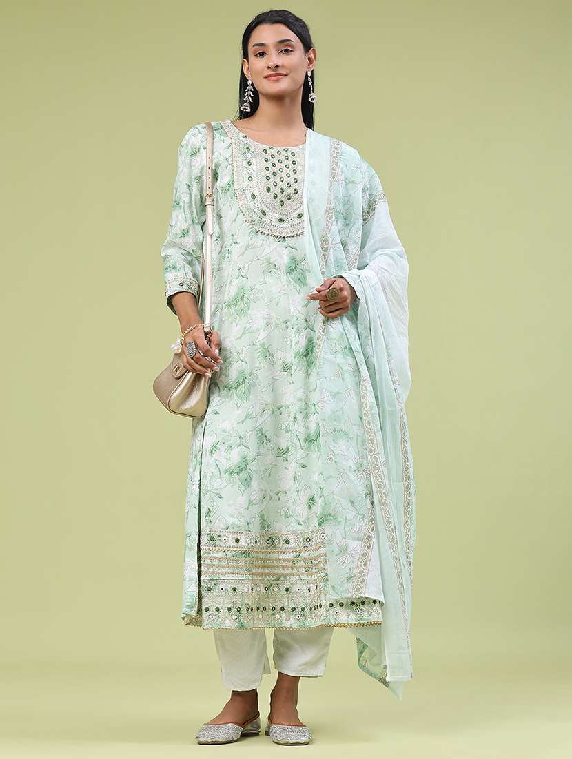 green rayon kurta pant  set