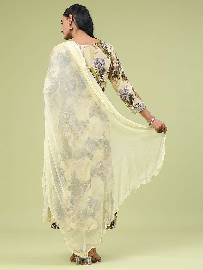 women floral three quarter sleeve kurta pant with dupatta set - 22317406 -  Standard Image - 5