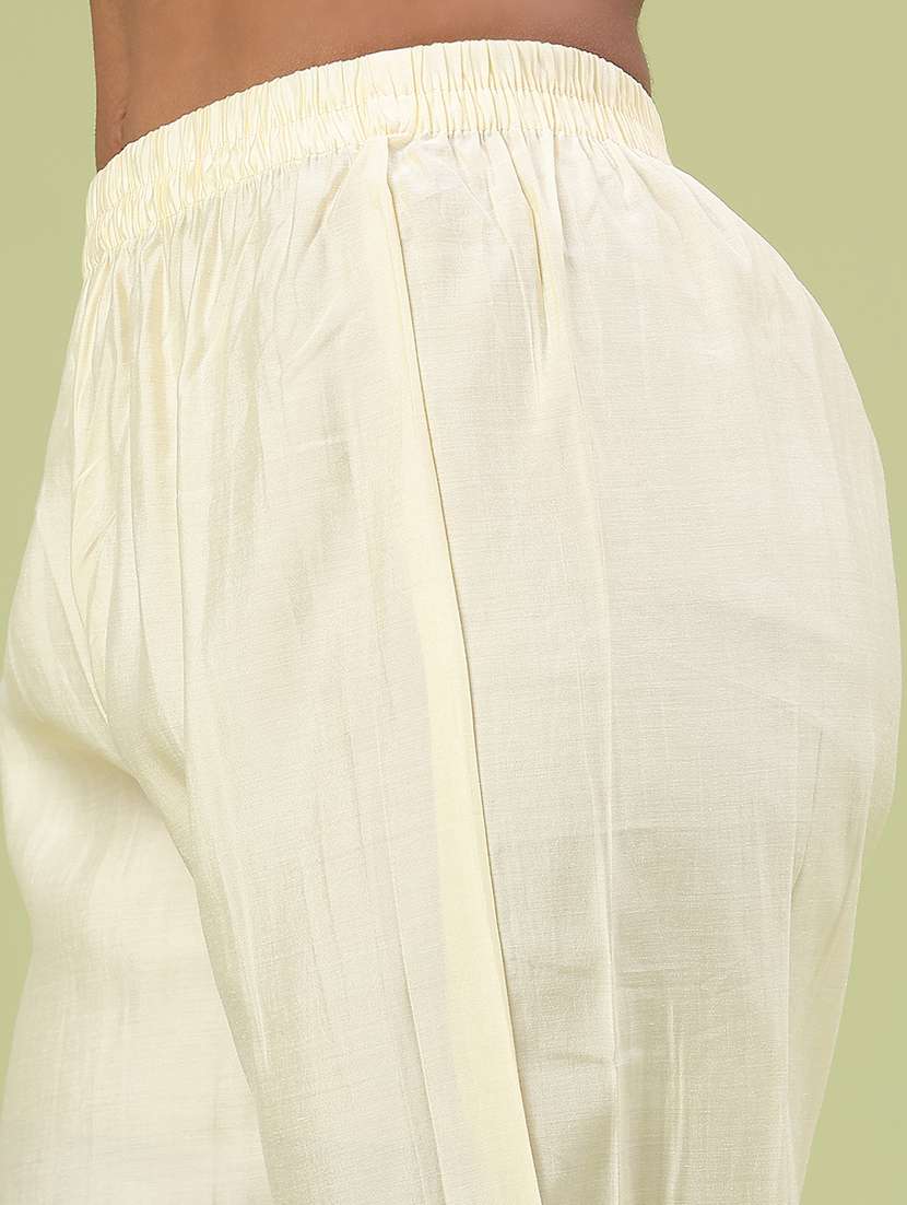 women solid with work three quarter sleeve kurta pant with dupatta set - 22317413 -  Standard Image - 5