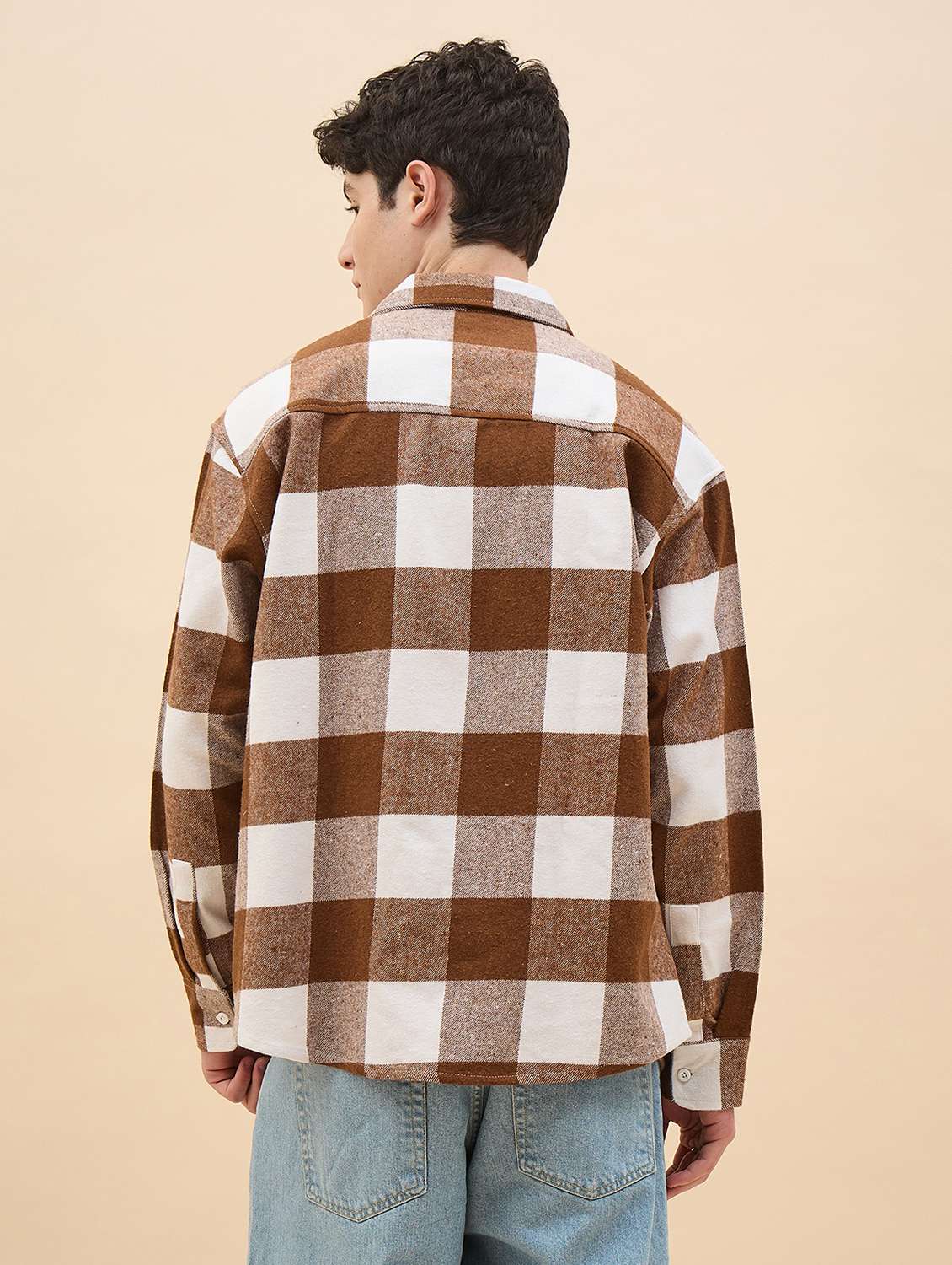 men checkered long sleeve oversized casual shirt - 22317415 -  Standard Image - 5