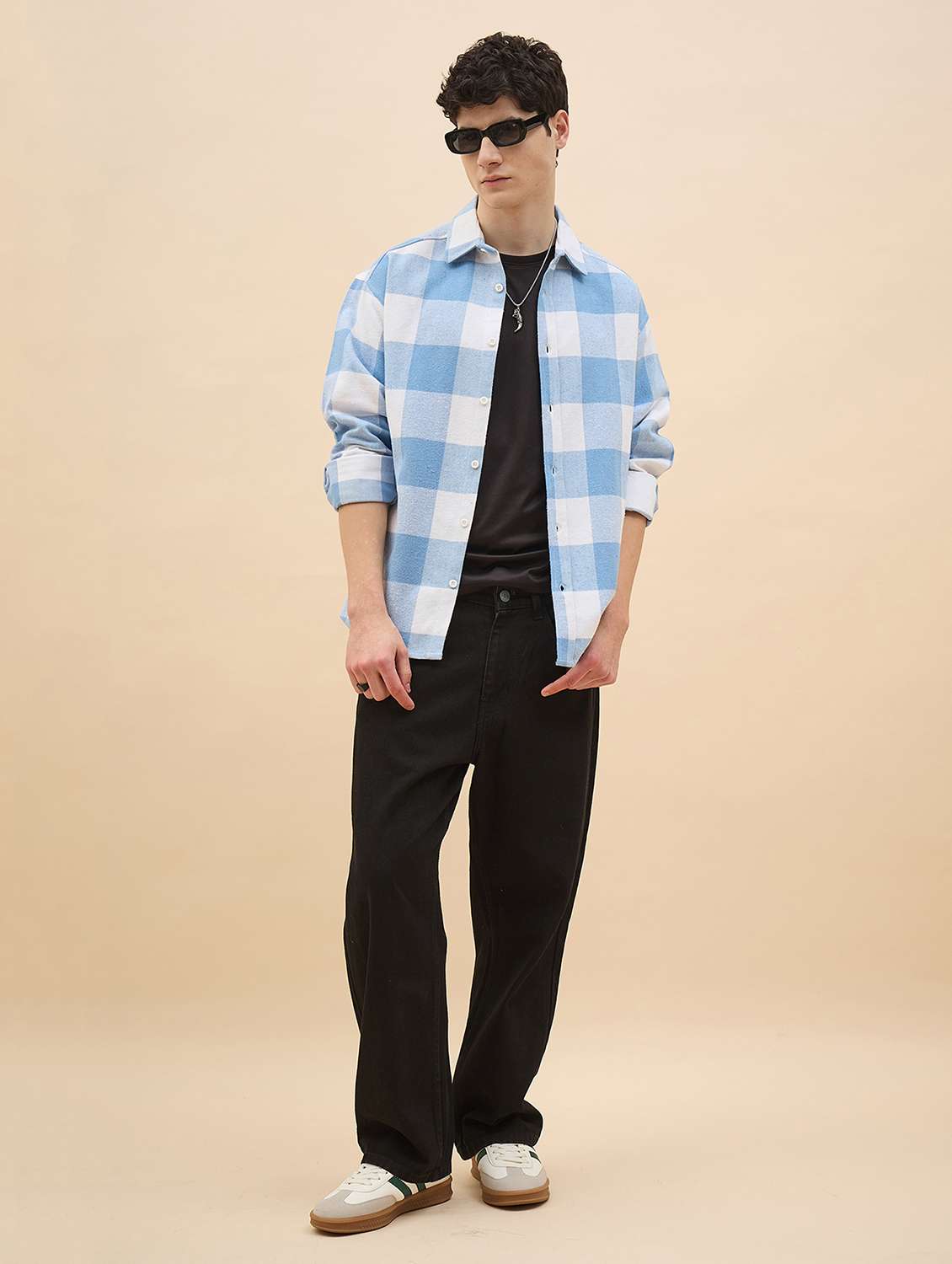 men checkered long sleeve oversized casual shirt - 22317416 -  Standard Image - 5