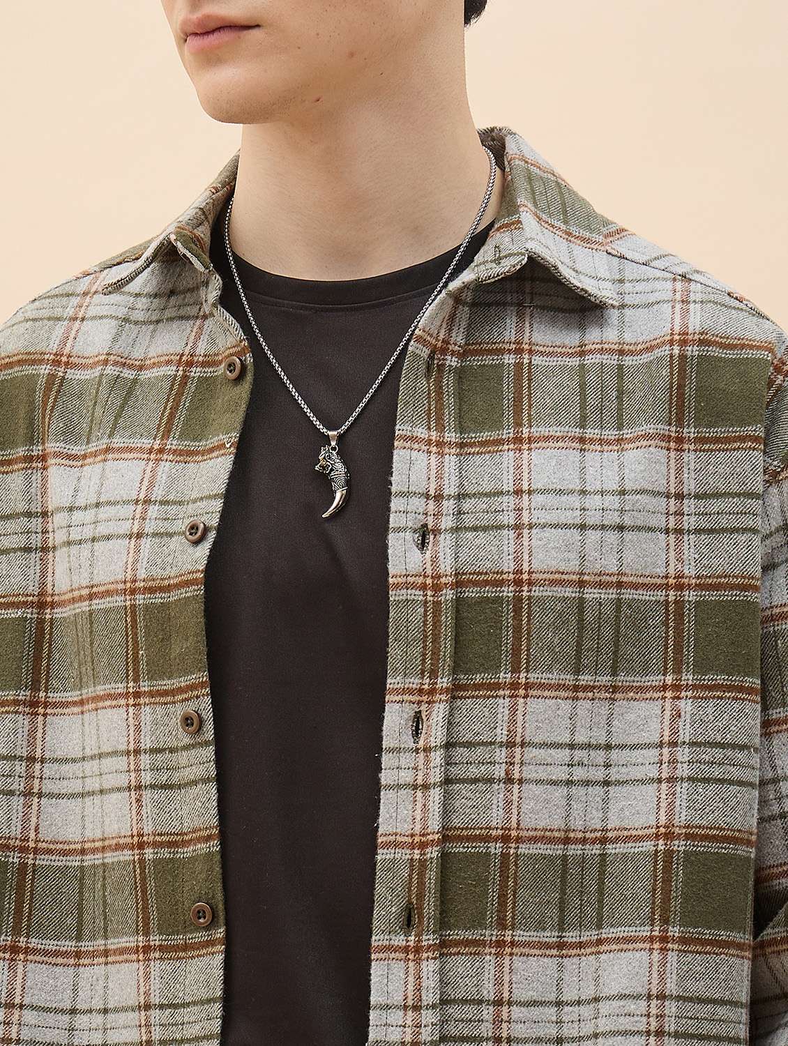 men checkered long sleeve oversized casual shirt - 22317417 -  Standard Image - 5