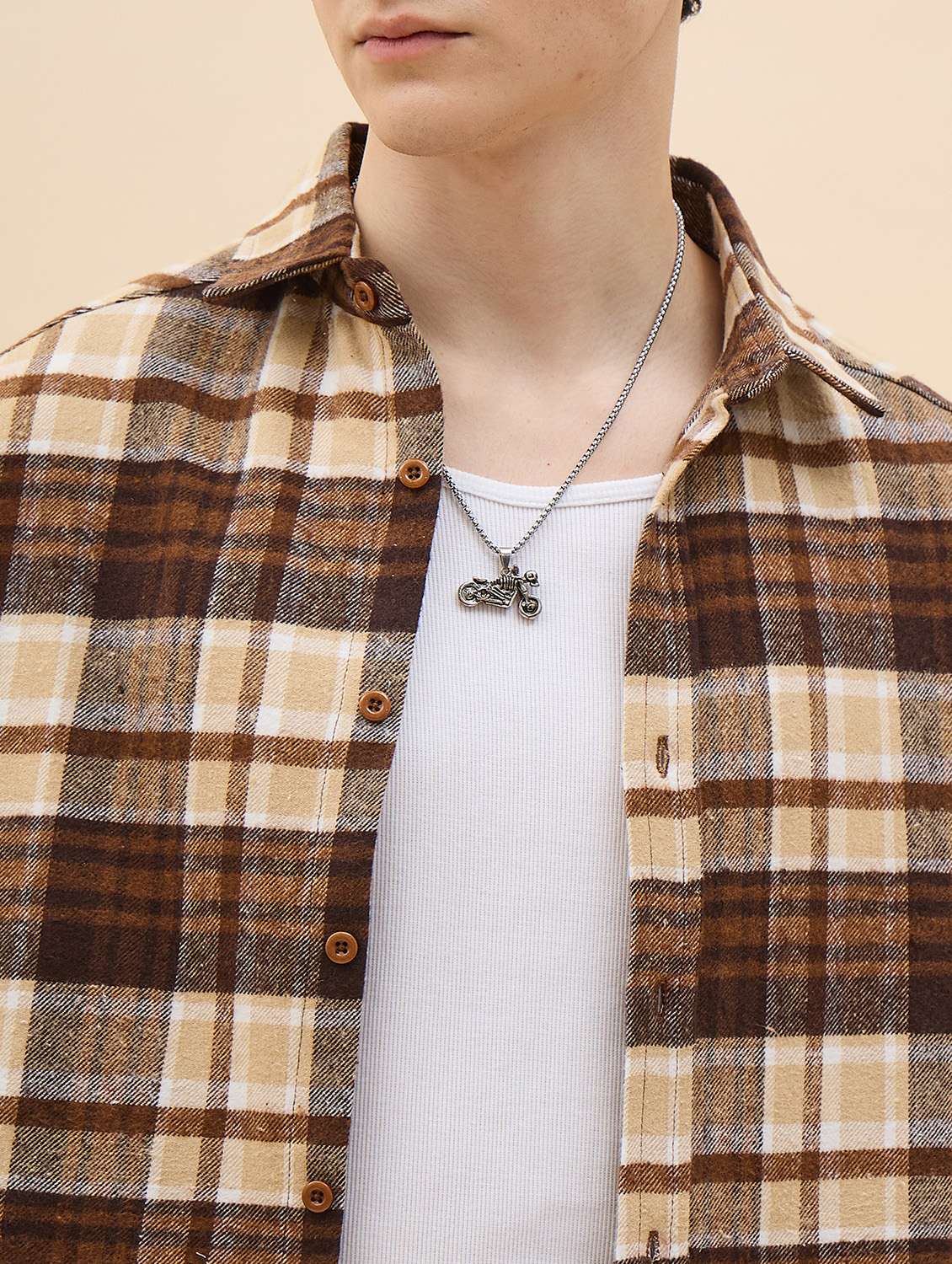 men checkered long sleeve oversized casual shirt - 22317418 -  Standard Image - 3