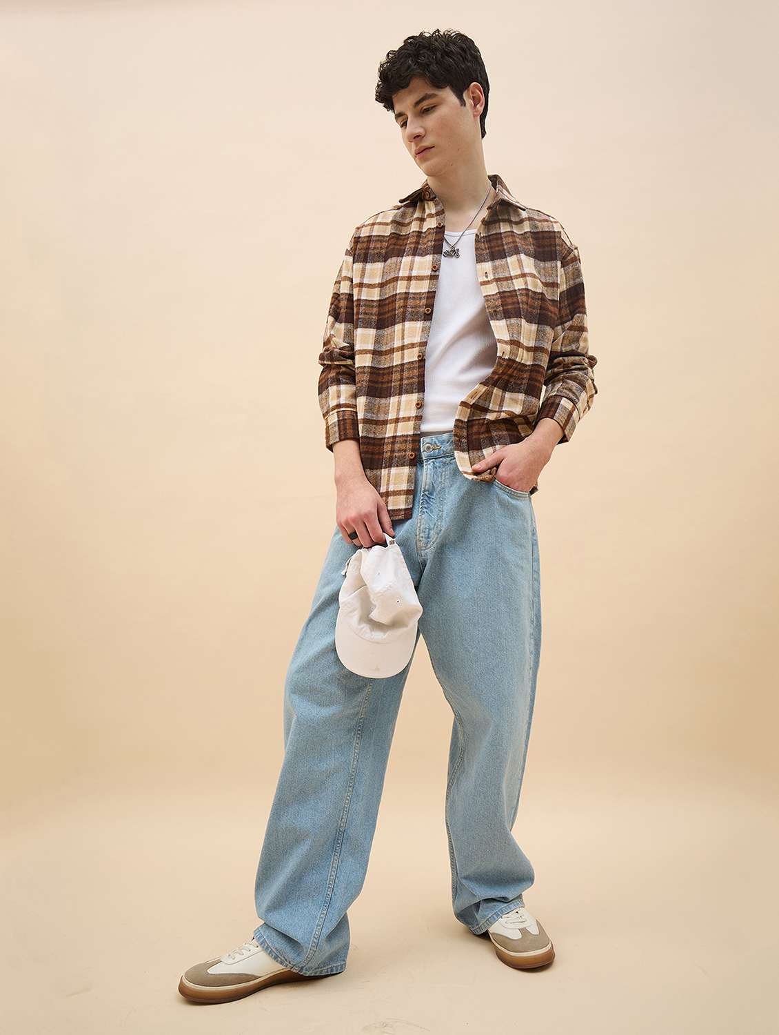 men checkered long sleeve oversized casual shirt - 22317418 -  Standard Image - 5