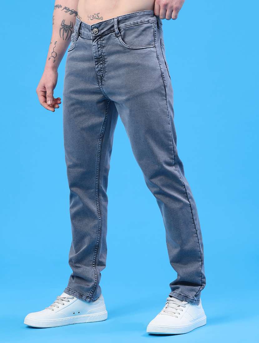 men plain mid rise full length jeans - 22317468 -  Standard Image - 3