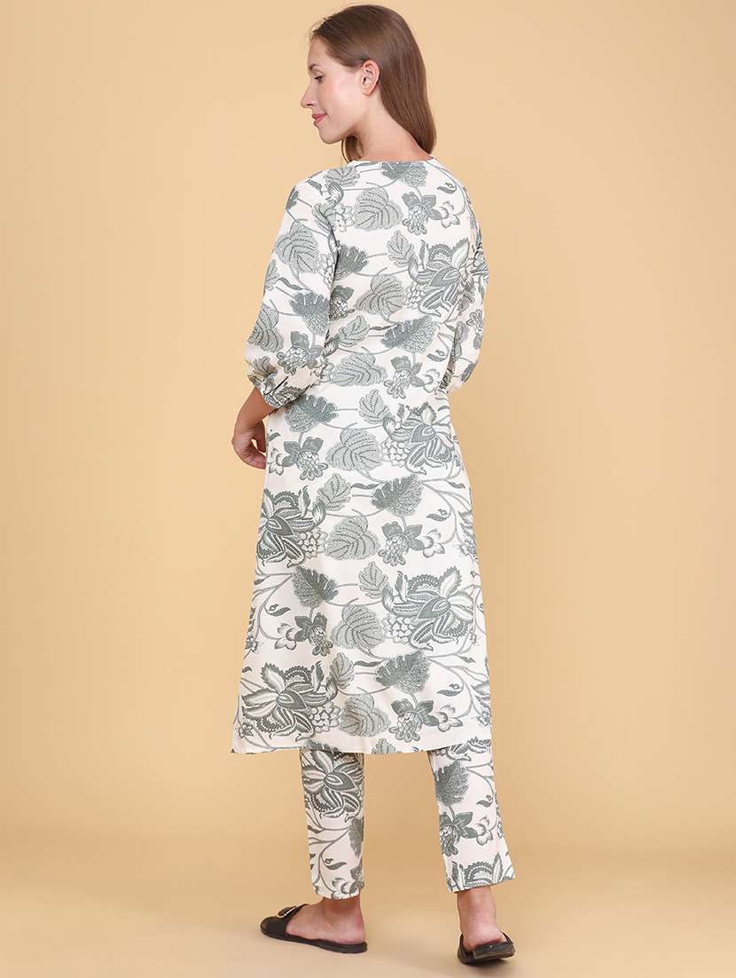 women printed three quarter sleeves ethnic co-ord set - 22317485 -  Standard Image - 3