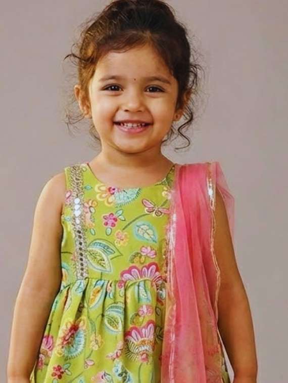 girls printed kurta and sharara set with dupatta - 22317512 -  Standard Image - 3