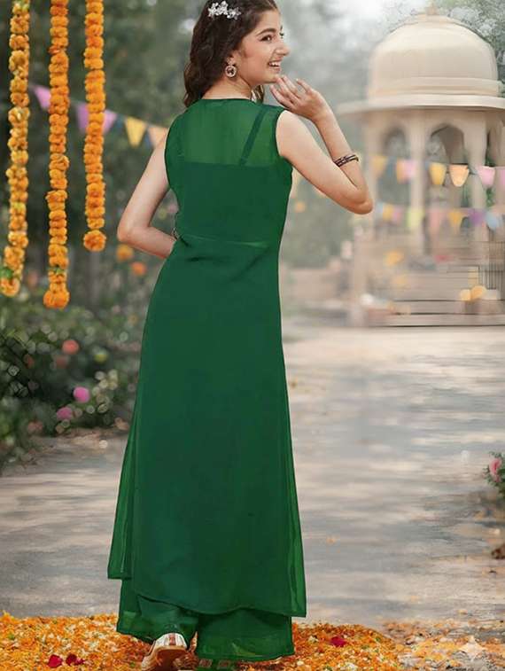 girls embroidered top and pant with shrug - 22317529 -  Standard Image - 3