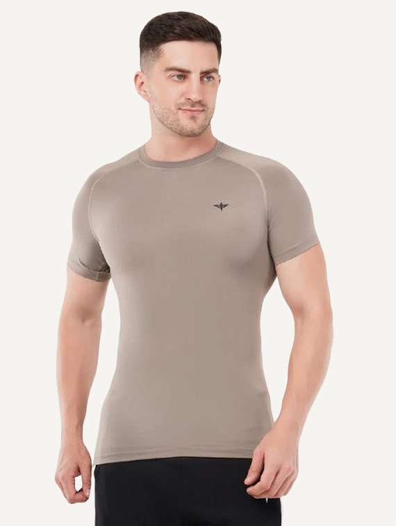 men solid short sleeve slim fit t-shirt