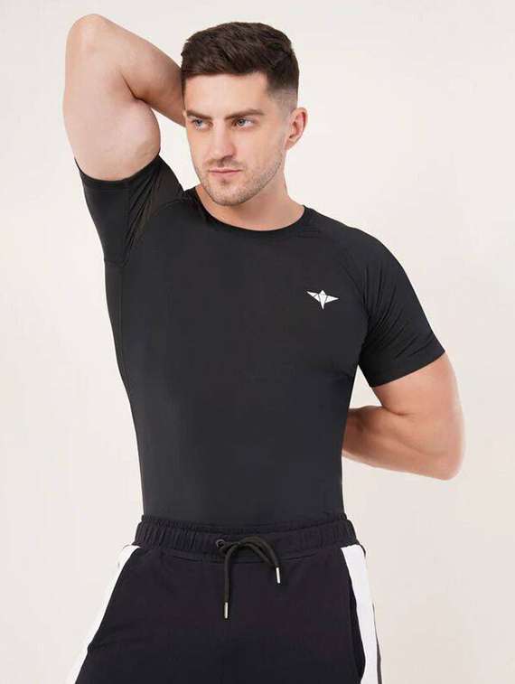 men solid short sleeve slim fit t-shirt