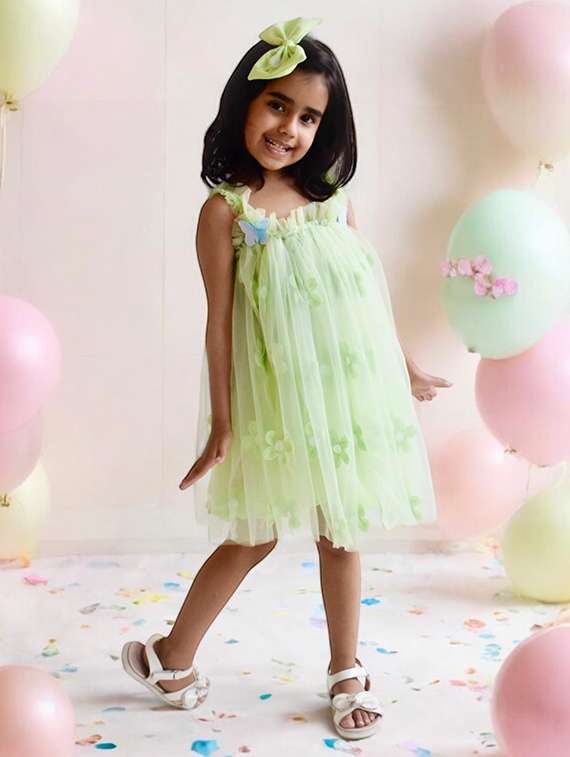 girls floral printed sleeveless flare dress