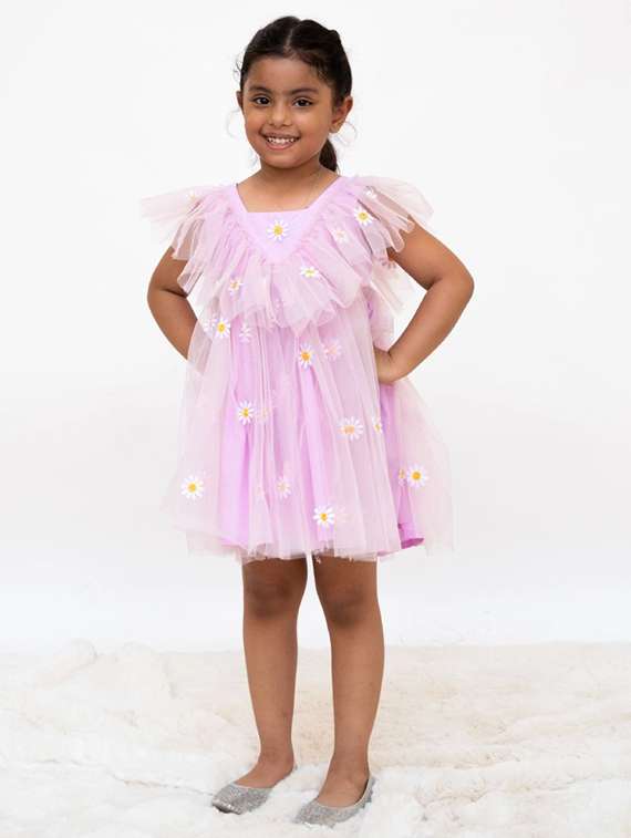 girls printed sleeveless flare dress