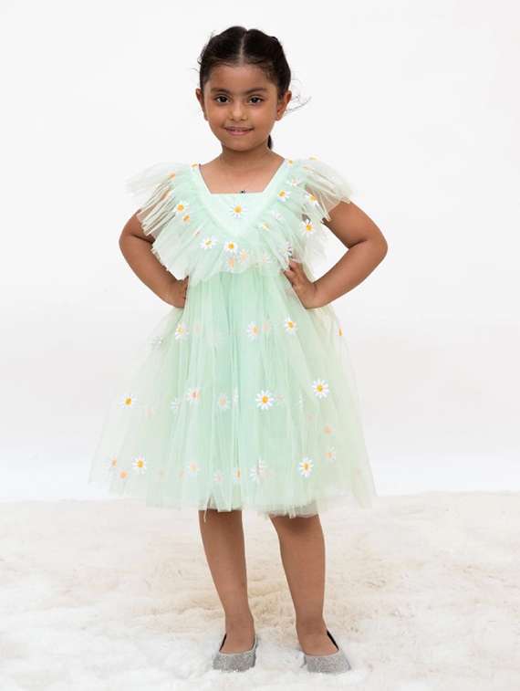 girls printed sleeveless flare dress