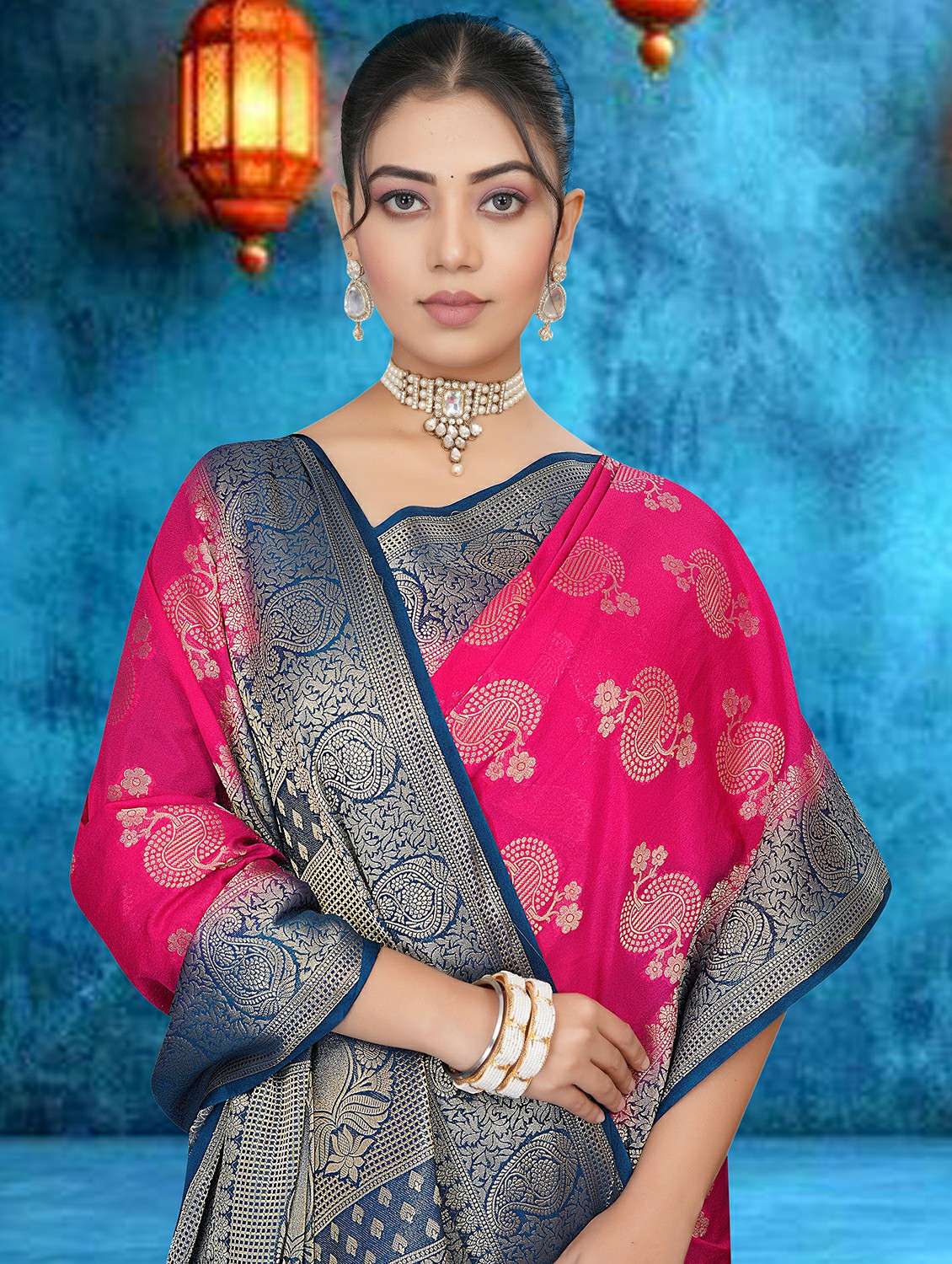 women self design bordered saree with blouse - 22317639 -  Standard Image - 3
