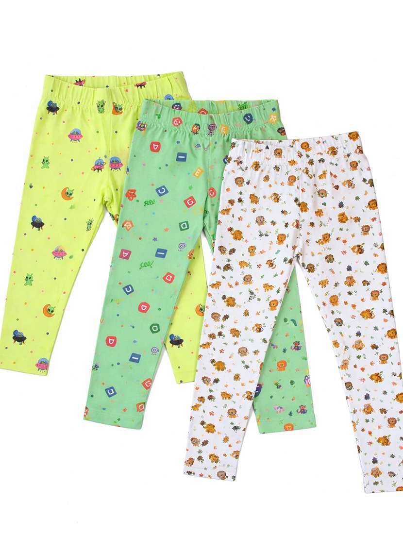 girls pack of 3 printed mid rise legging