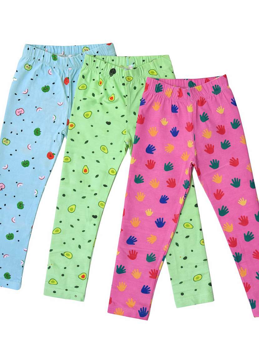 girls pack of 3 printed mid rise legging