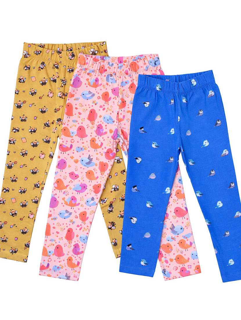 girls pack of 3 printed mid rise legging